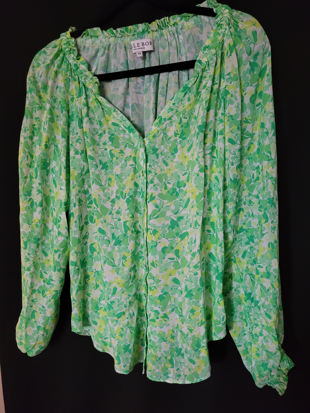 Hale Bob Lime & Mint Floral Button-Front Blouse